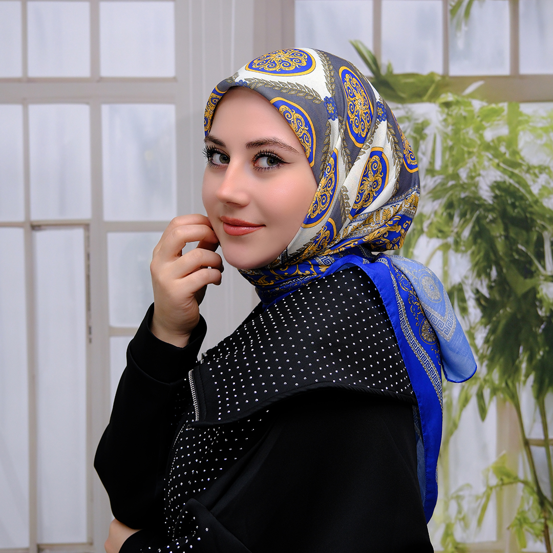 Pamuk İpek Eşarp - Saks