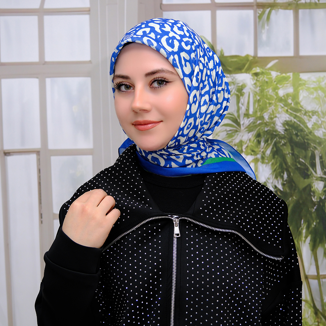 Pamuk İpek Eşarp - Saks