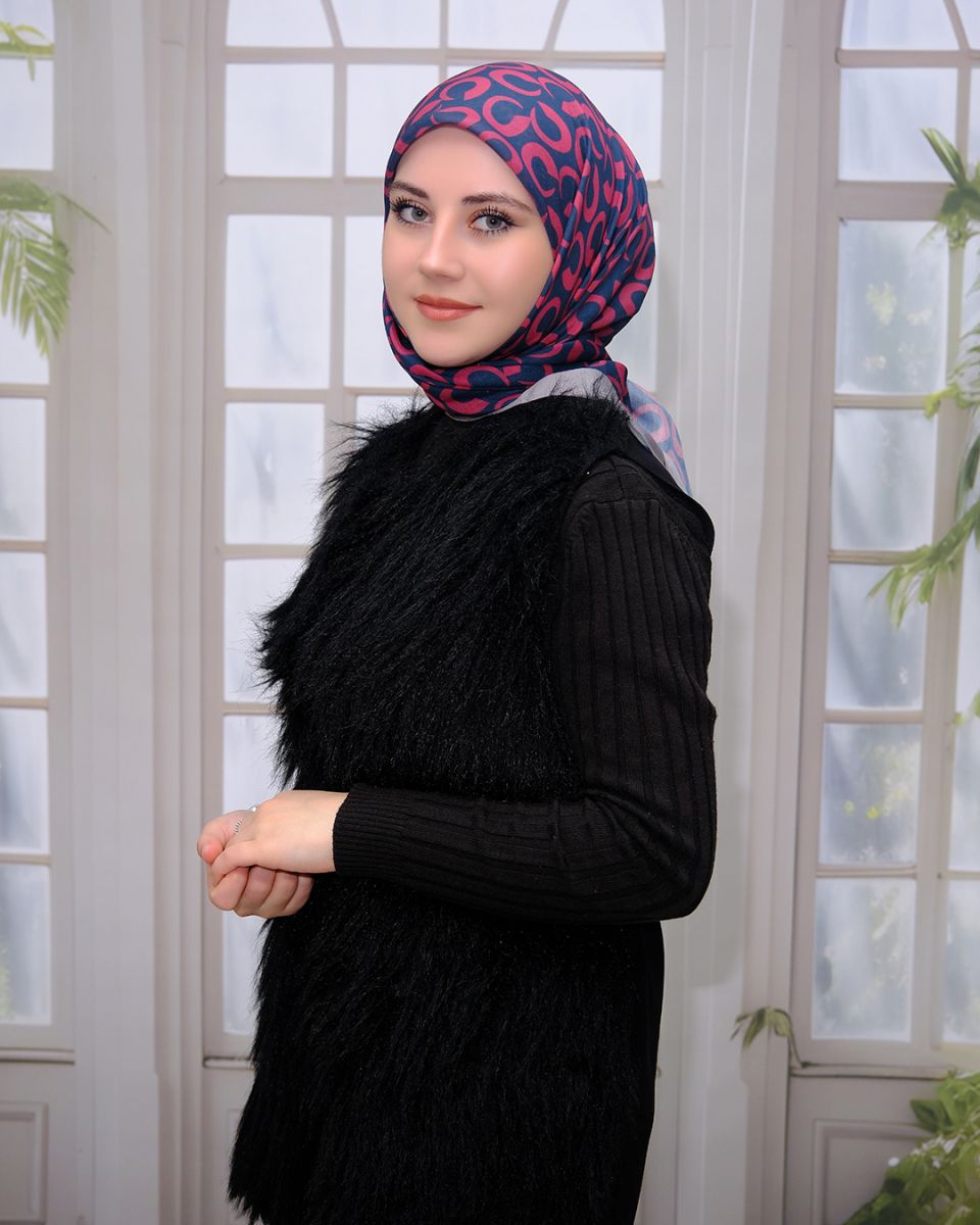Pamuk İpek Eşarp - Lacivert