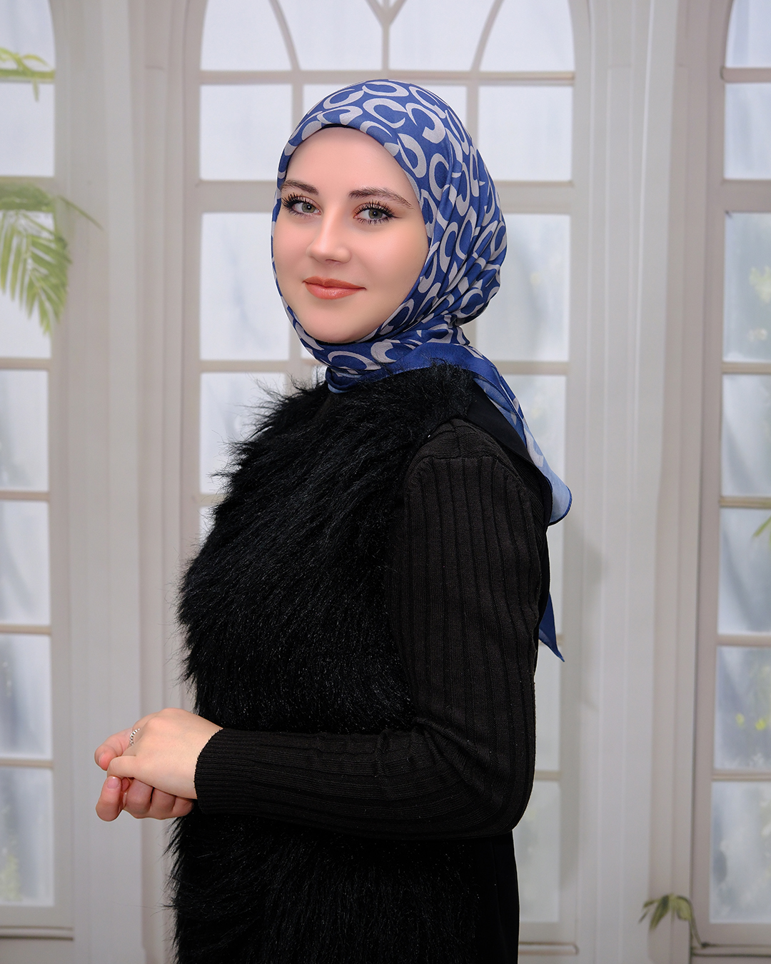 Pamuk İpek Eşarp - Kot Mavisi