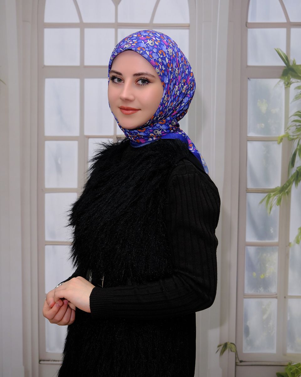 Pamuk İpek Eşarp - Mavi