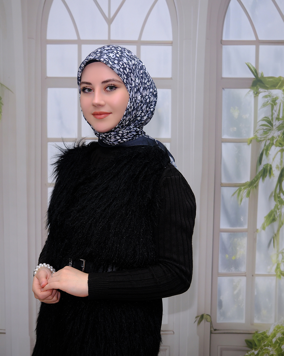 Pamuk İpek Eşarp - Lacivert