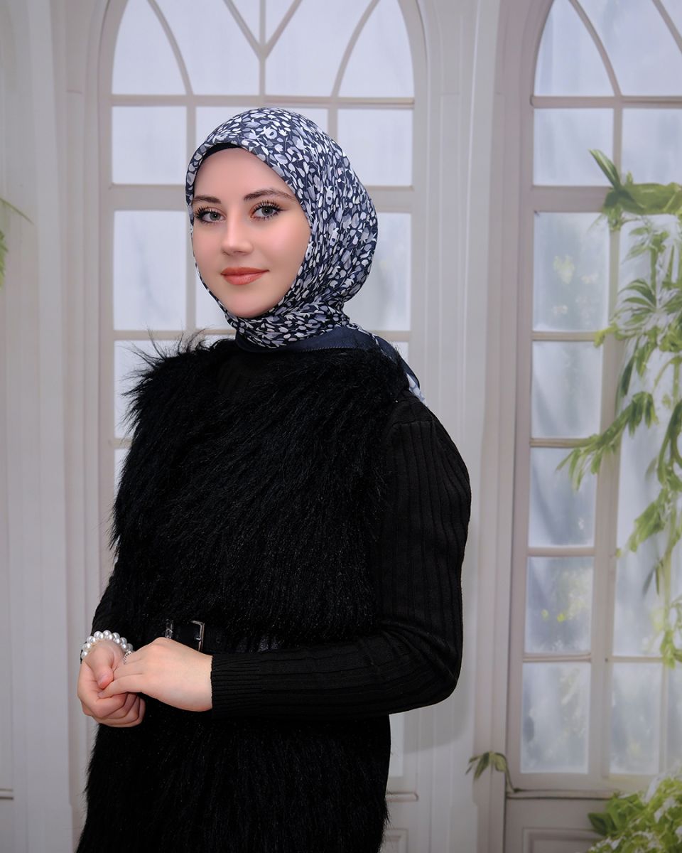 Pamuk İpek Eşarp - Lacivert