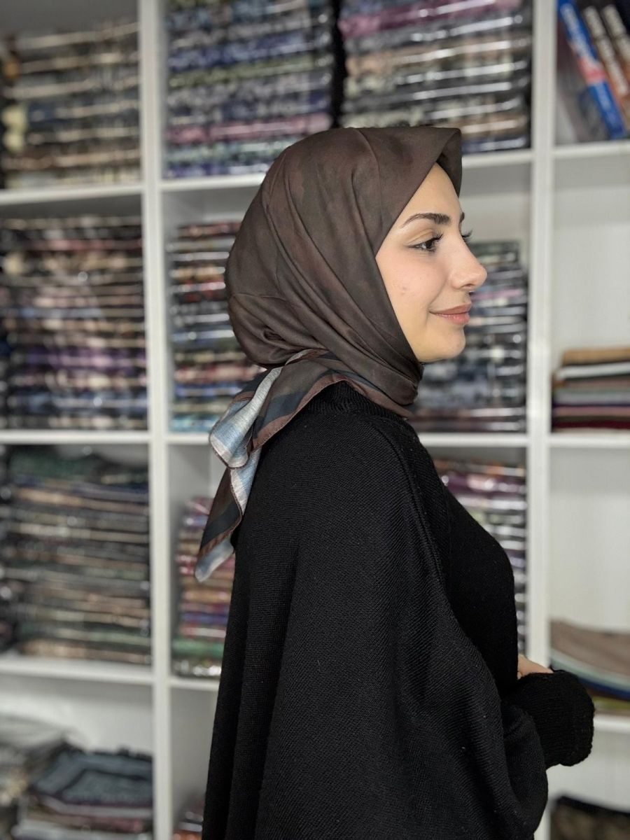 Bulut Desen Soft Eşarp Acı Kahve