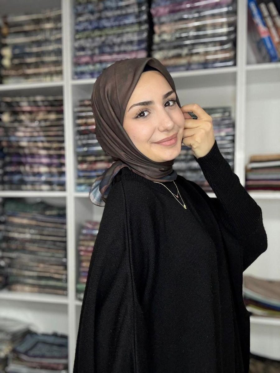 Bulut Desen Soft Eşarp Acı Kahve
