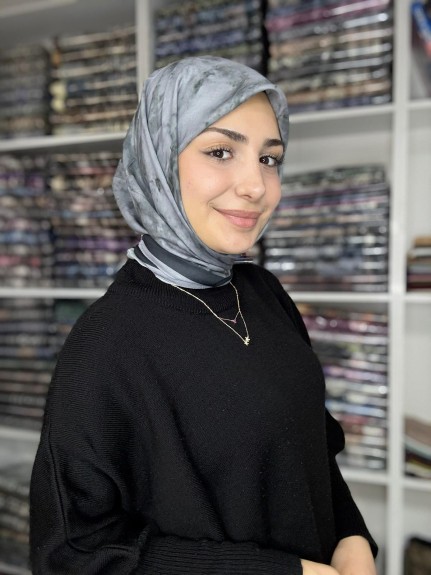  - Bulut Desen Soft Eşarp Gri