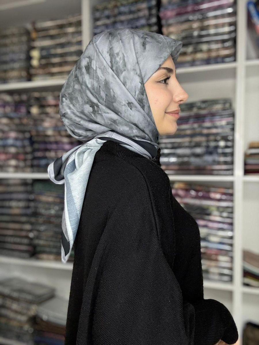 Bulut Desen Soft Eşarp Gri