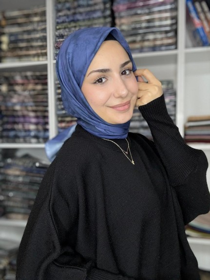  - Bulut Desen Soft Eşarp İndigo