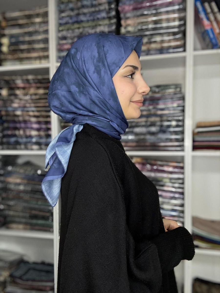 Bulut Desen Soft Eşarp İndigo