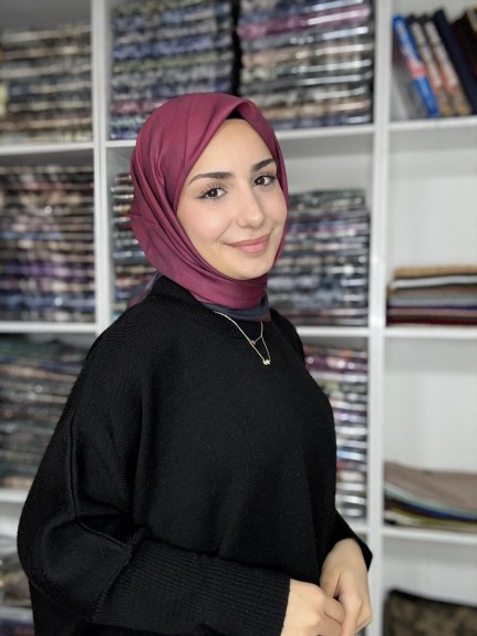  - Bulut Desen Soft Eşarp Mürdüm