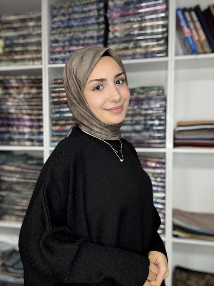 Bulut Desen Soft Eşarp Vizon