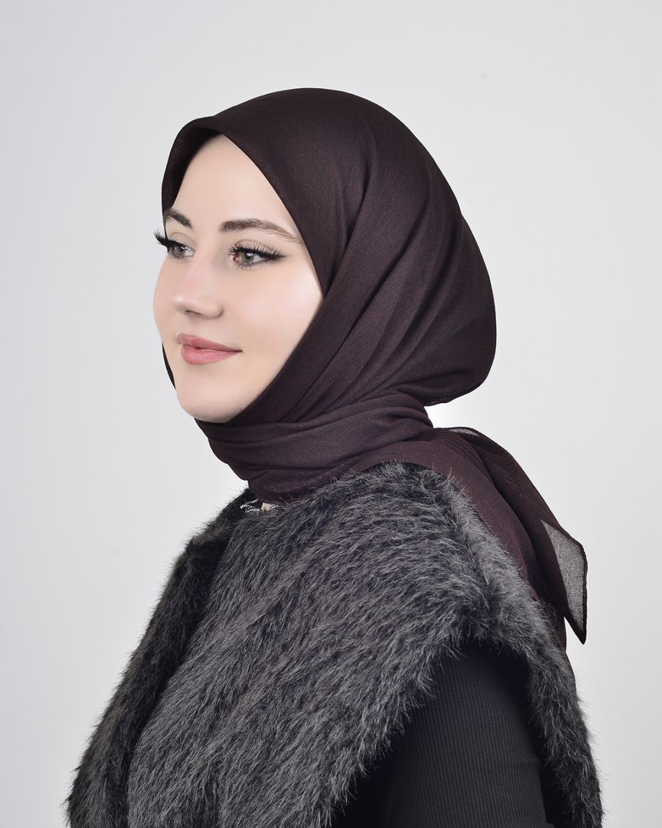Düz Pamuk Eşarp Bordo Siyah