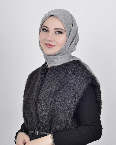  - Düz Pamuk Eşarp Gri
