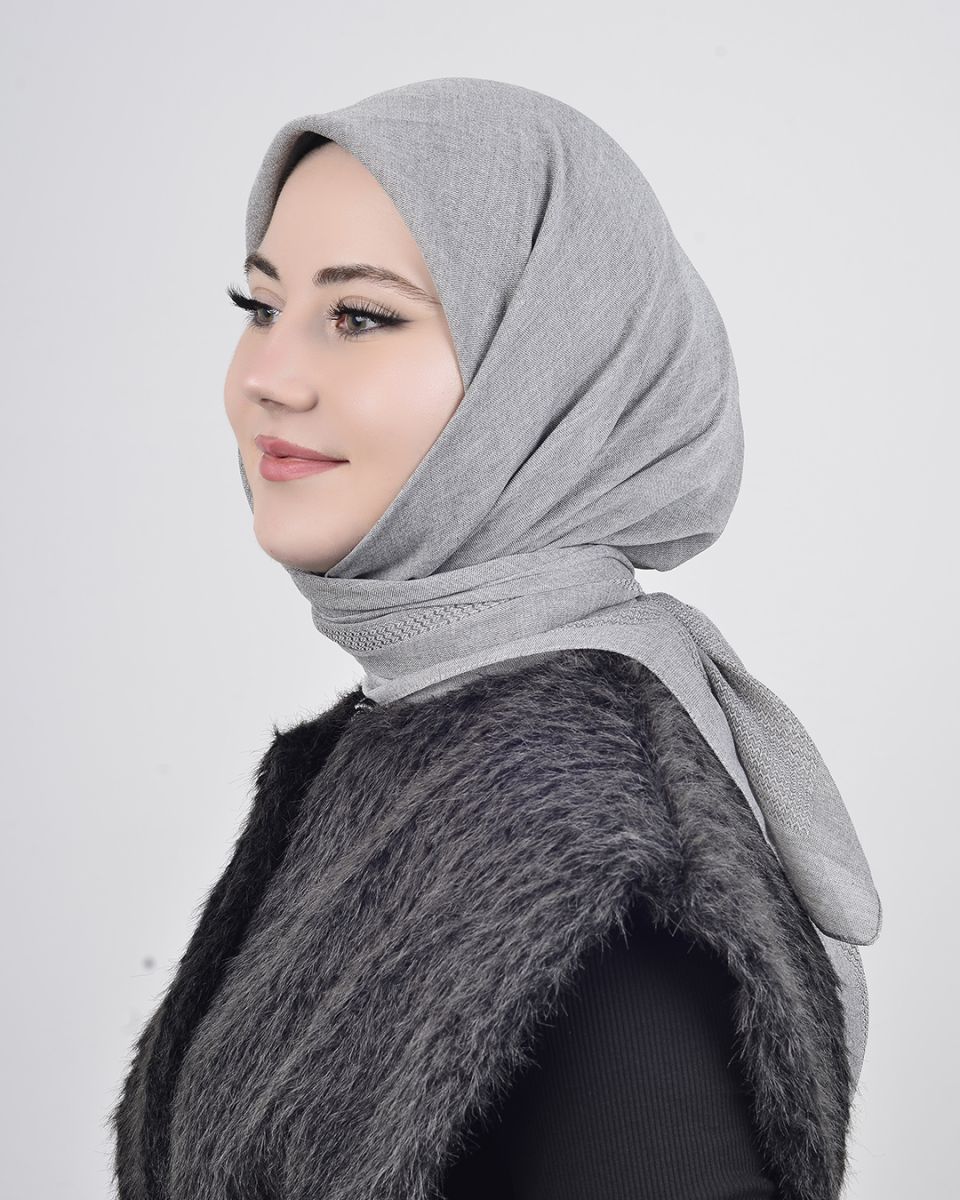 Düz Pamuk Eşarp Gri