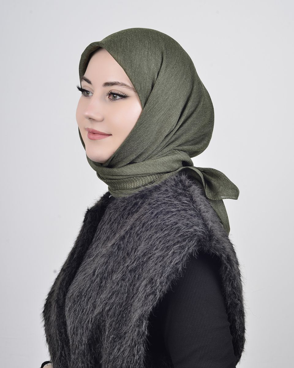 Düz Pamuk Eşarp Haki