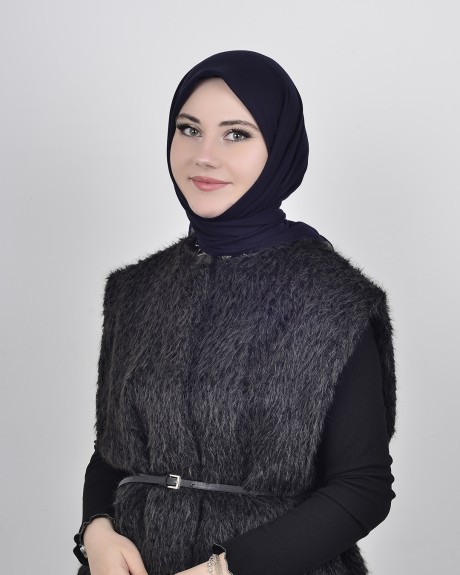  - Düz Pamuk Eşarp Lacivert