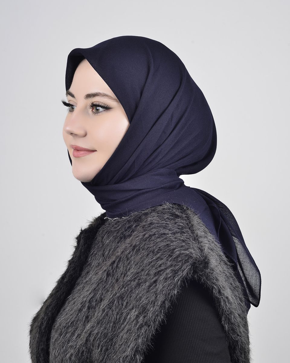 Düz Pamuk Eşarp Lacivert