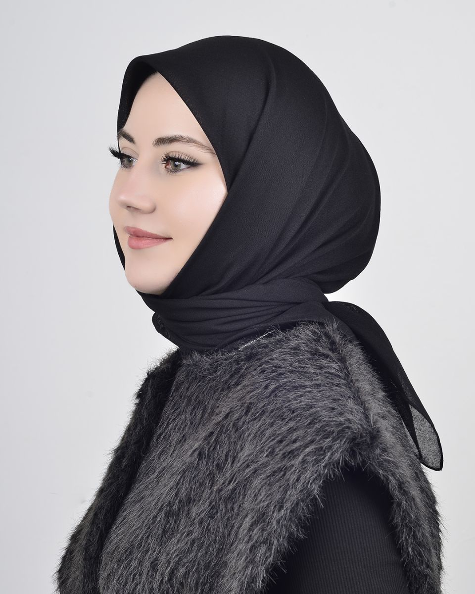 Düz Pamuk Eşarp Siyah