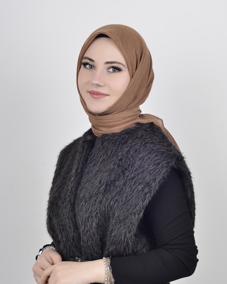  - Düz Pamuk Eşarp Tarçın