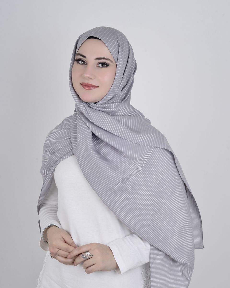 Floş Viskon Şal Gümüş