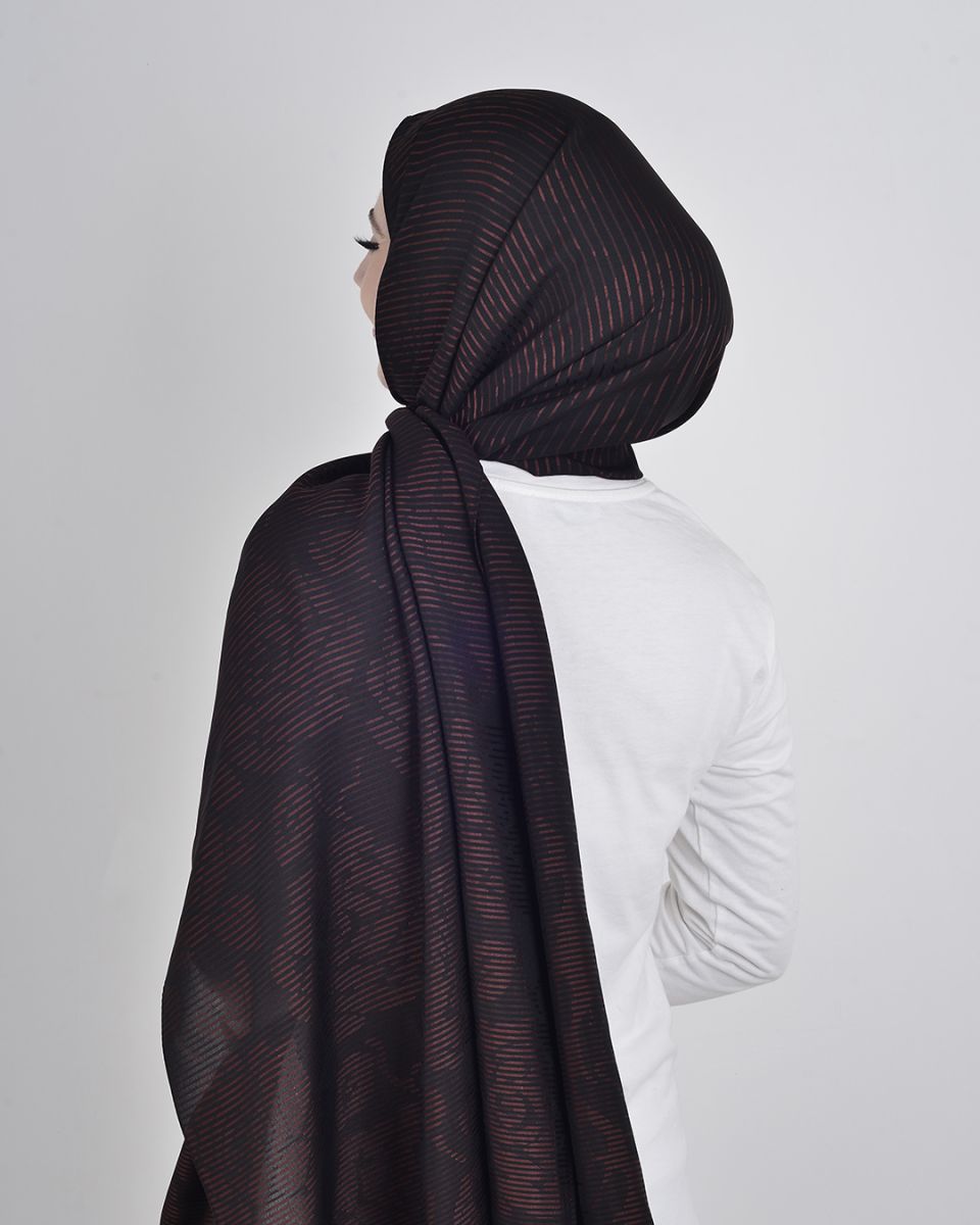 Floş Viskon Şal Kahve Siyah