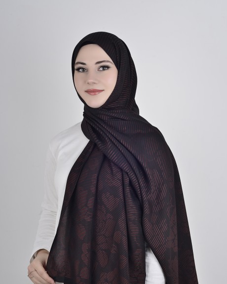  - Floş Viskon Şal Kahve Siyah
