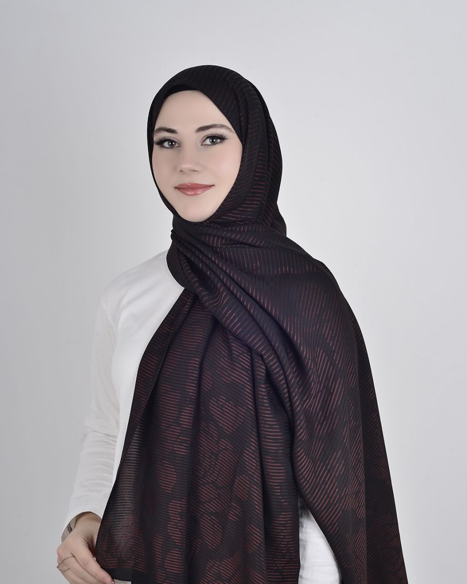 Floş Viskon Şal Kahve Siyah