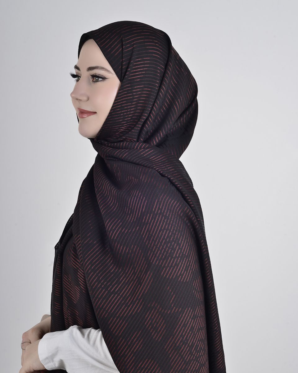 Floş Viskon Şal Kahve Siyah