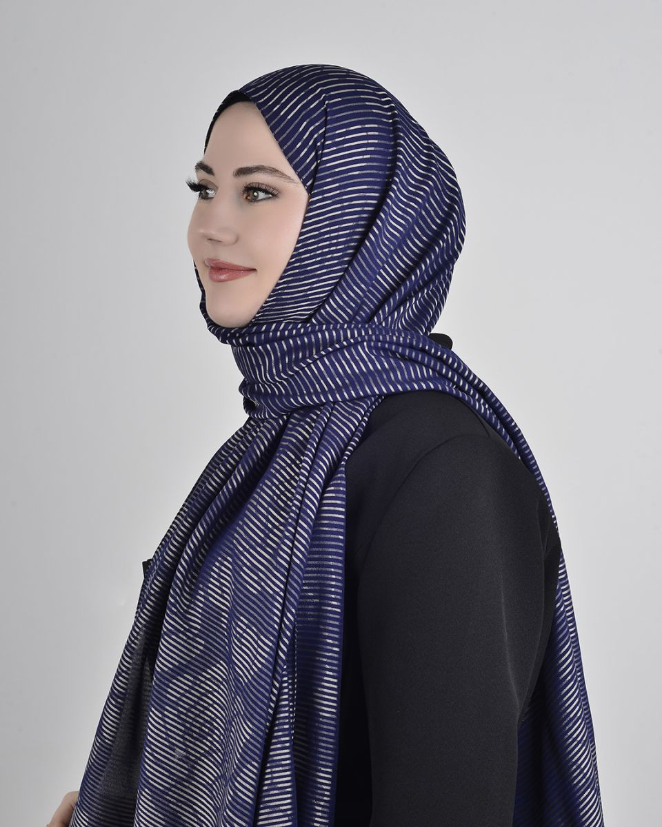 Floş Viskon Şal Kot Mavisi