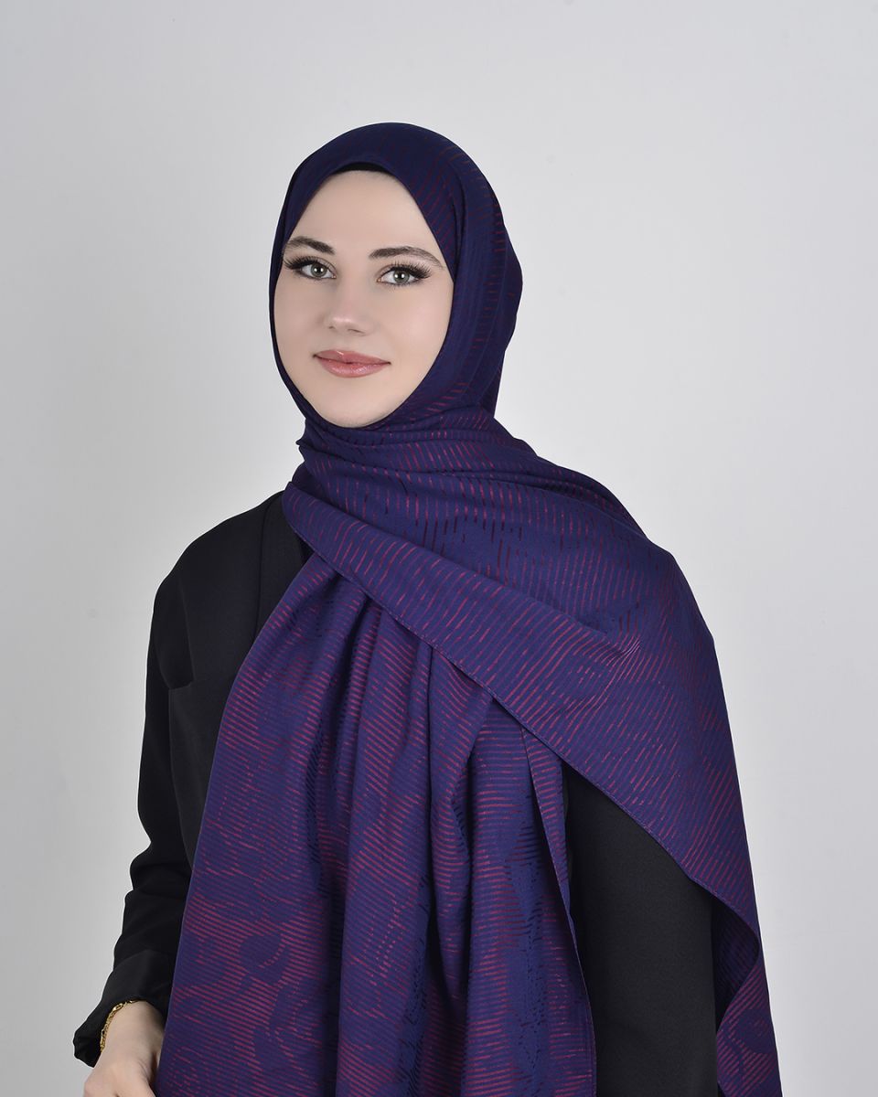 Floş Viskon Şal Lacivert Bordo