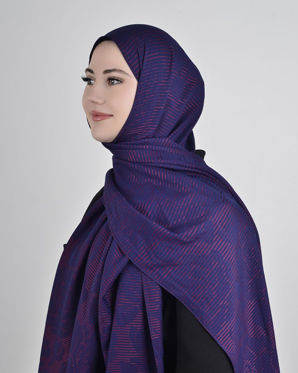 Floş Viskon Şal Lacivert Bordo