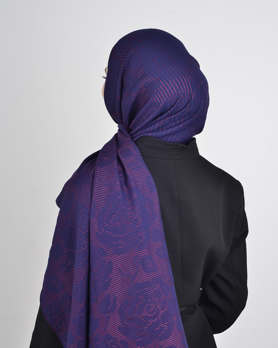 Floş Viskon Şal Lacivert Bordo