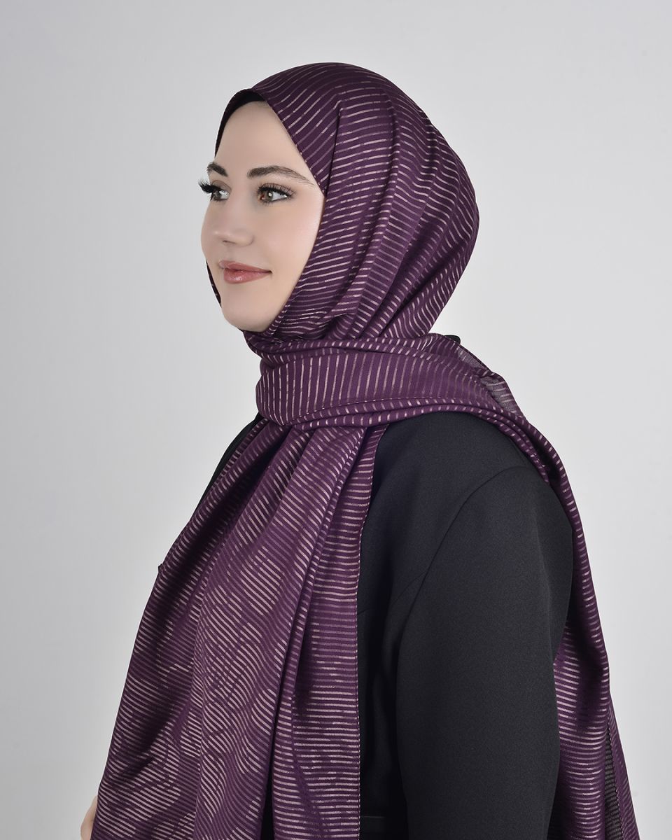 Floş Viskon Şal Mürdüm