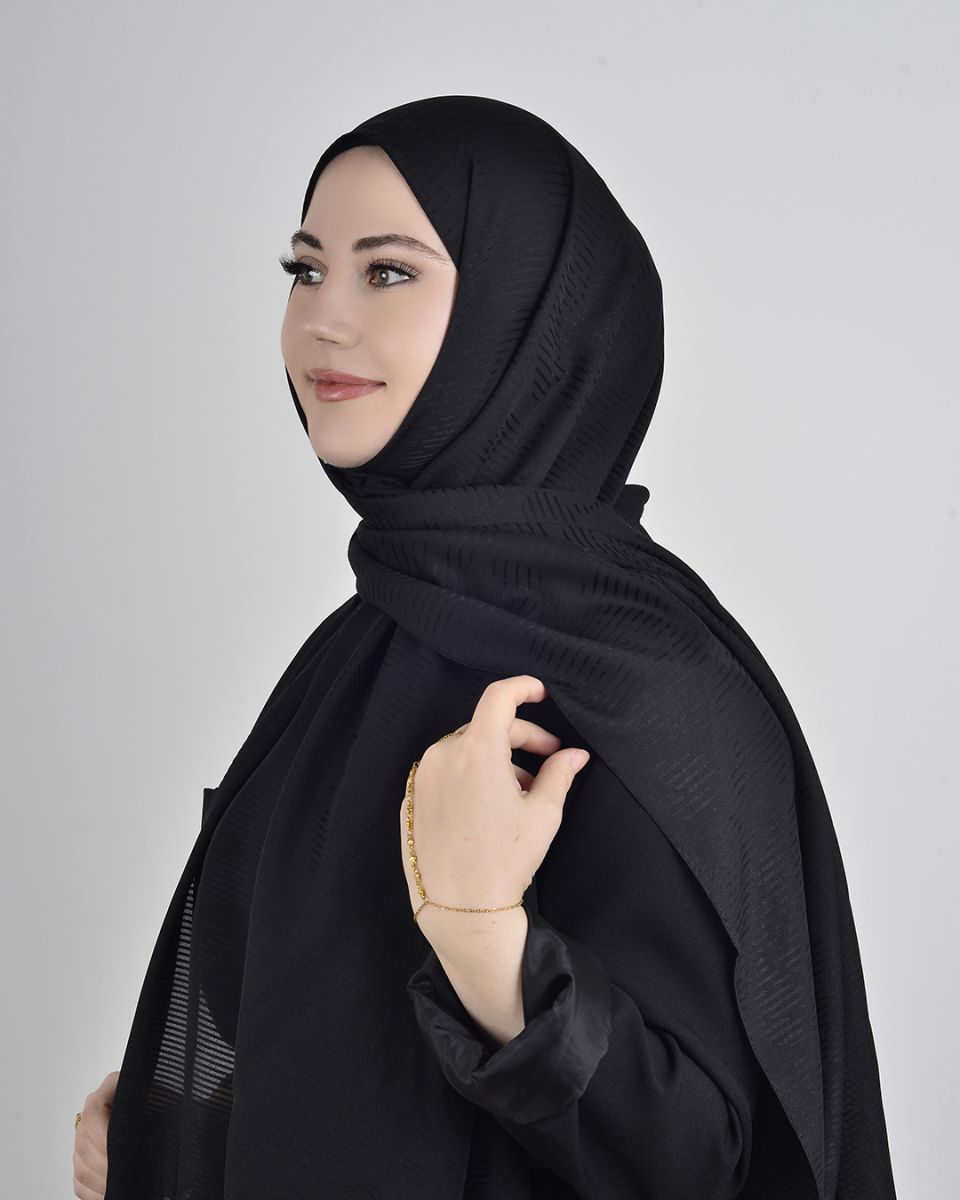 Floş Viskon Şal Siyah