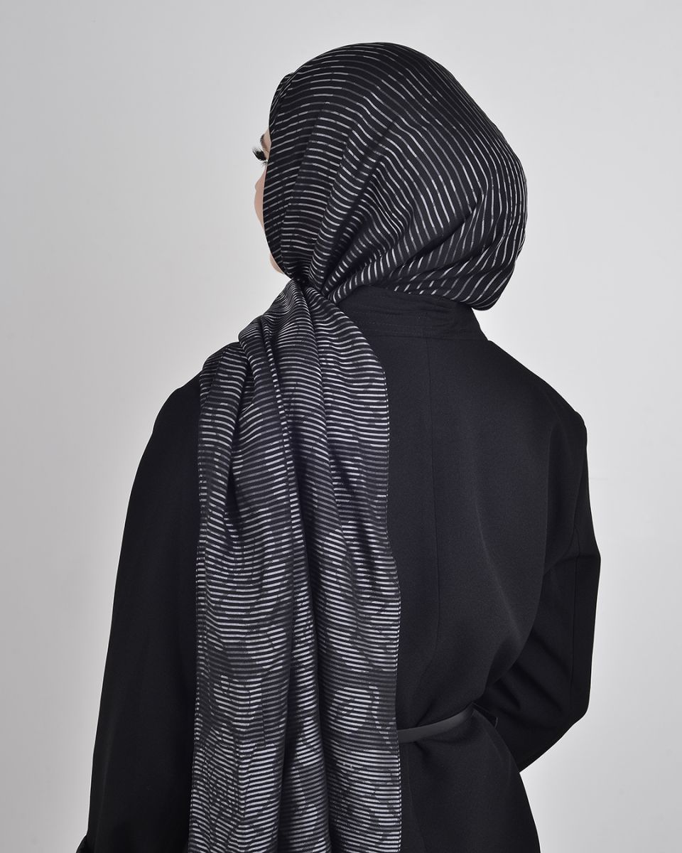 Floş Viskon Şal Siyah Füme