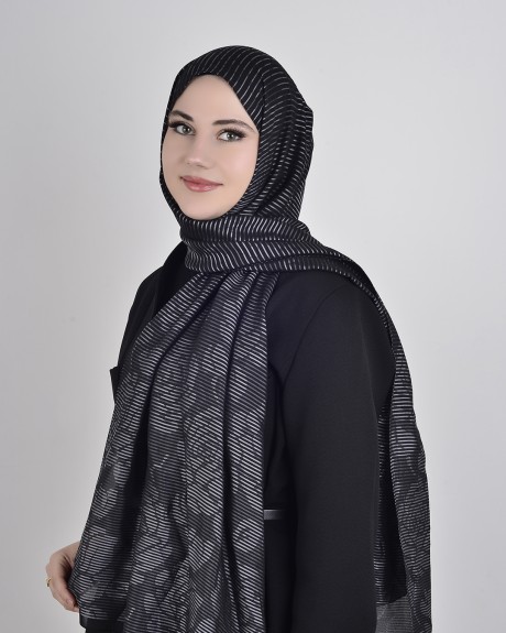  - Floş Viskon Şal Siyah Füme
