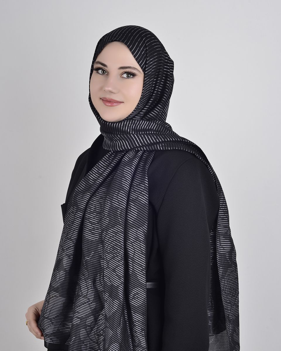 Floş Viskon Şal Siyah Füme