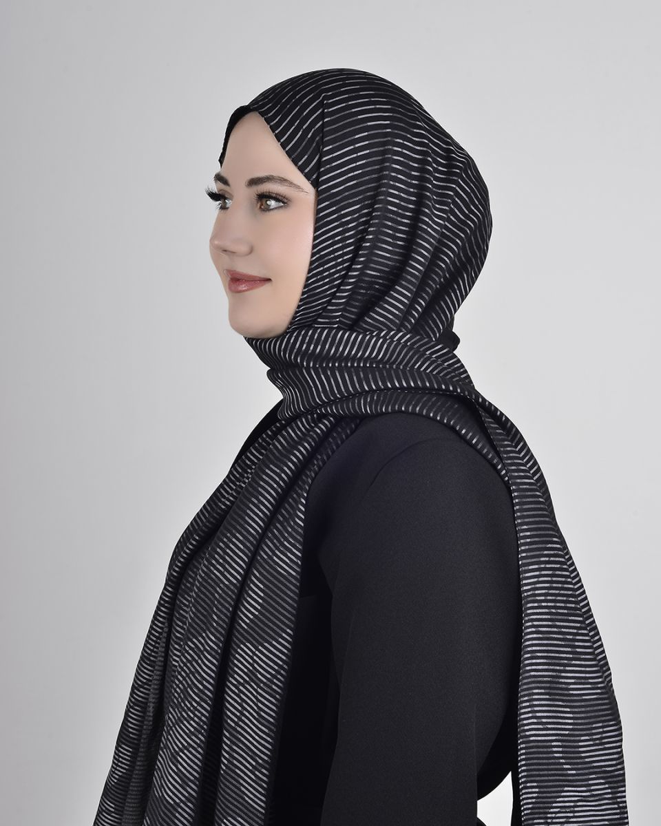 Floş Viskon Şal Siyah Füme