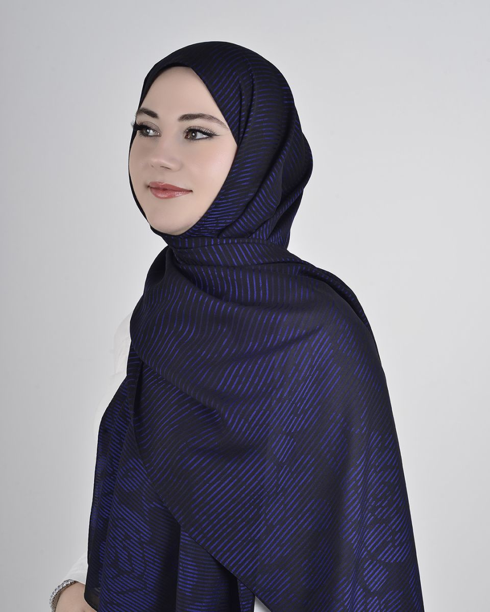 Floş Viskon Şal Siyah Saks