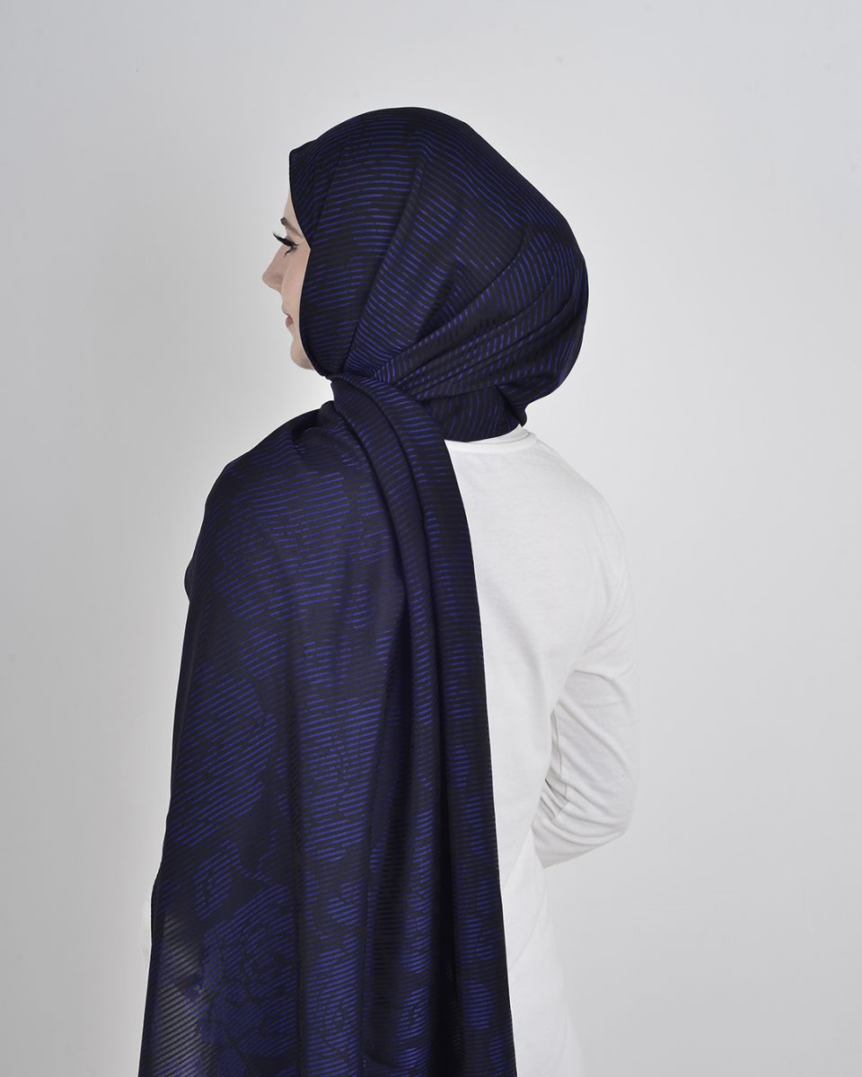 Floş Viskon Şal Siyah Saks