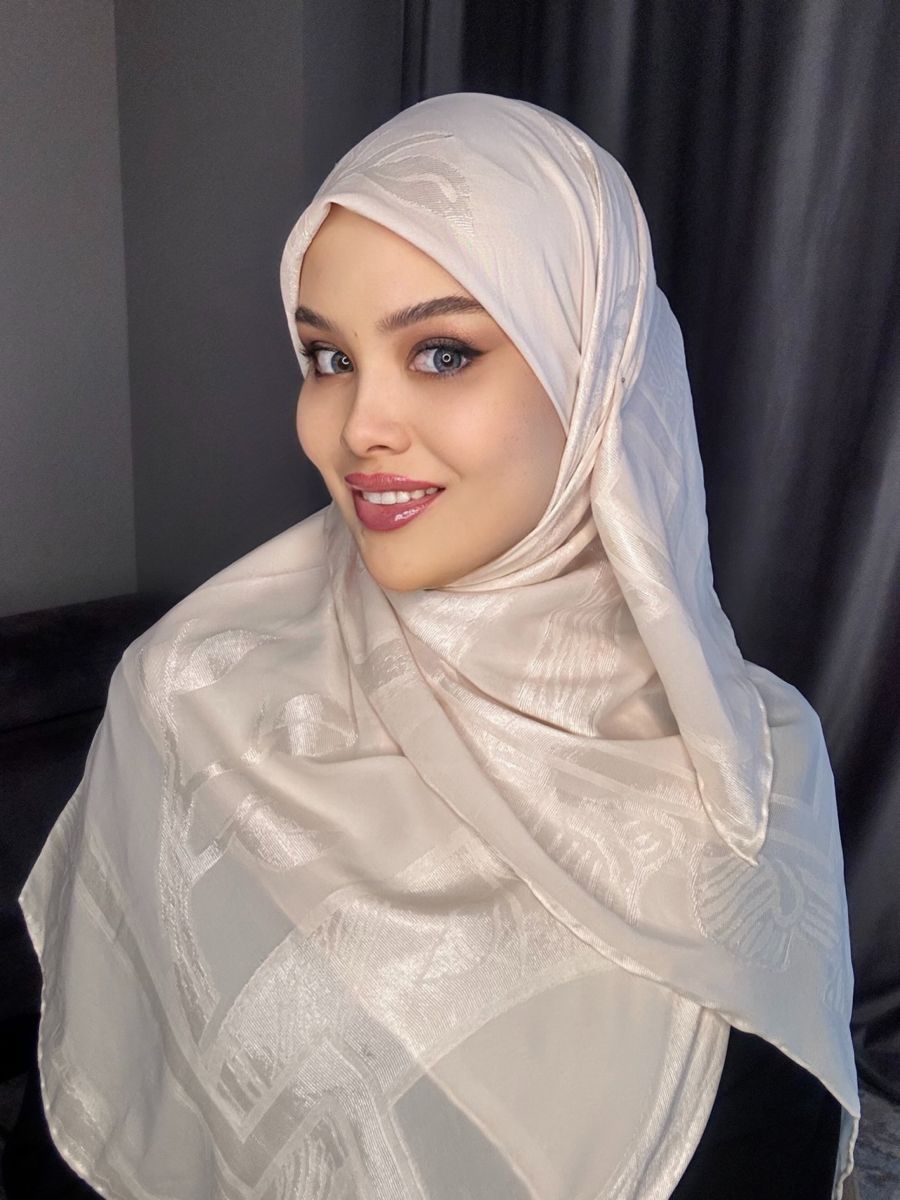 Krep 140cm x 140cm Eşarp Ekru