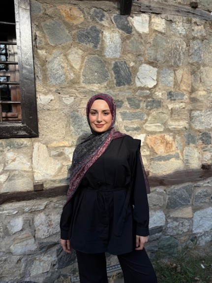  - Marrakech Şal Bordo Siyah