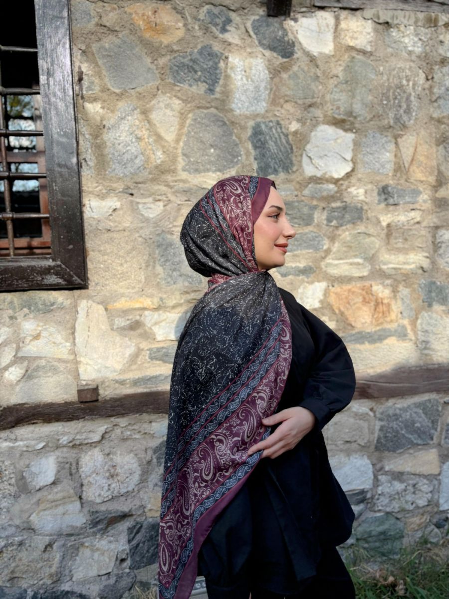 Marrakech Şal Bordo Siyah