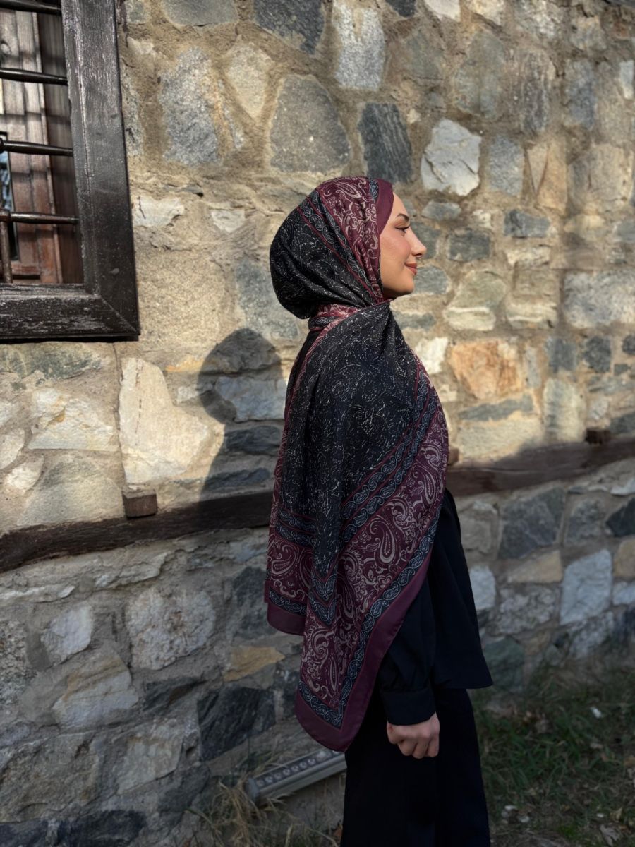 Marrakech Şal Bordo Siyah