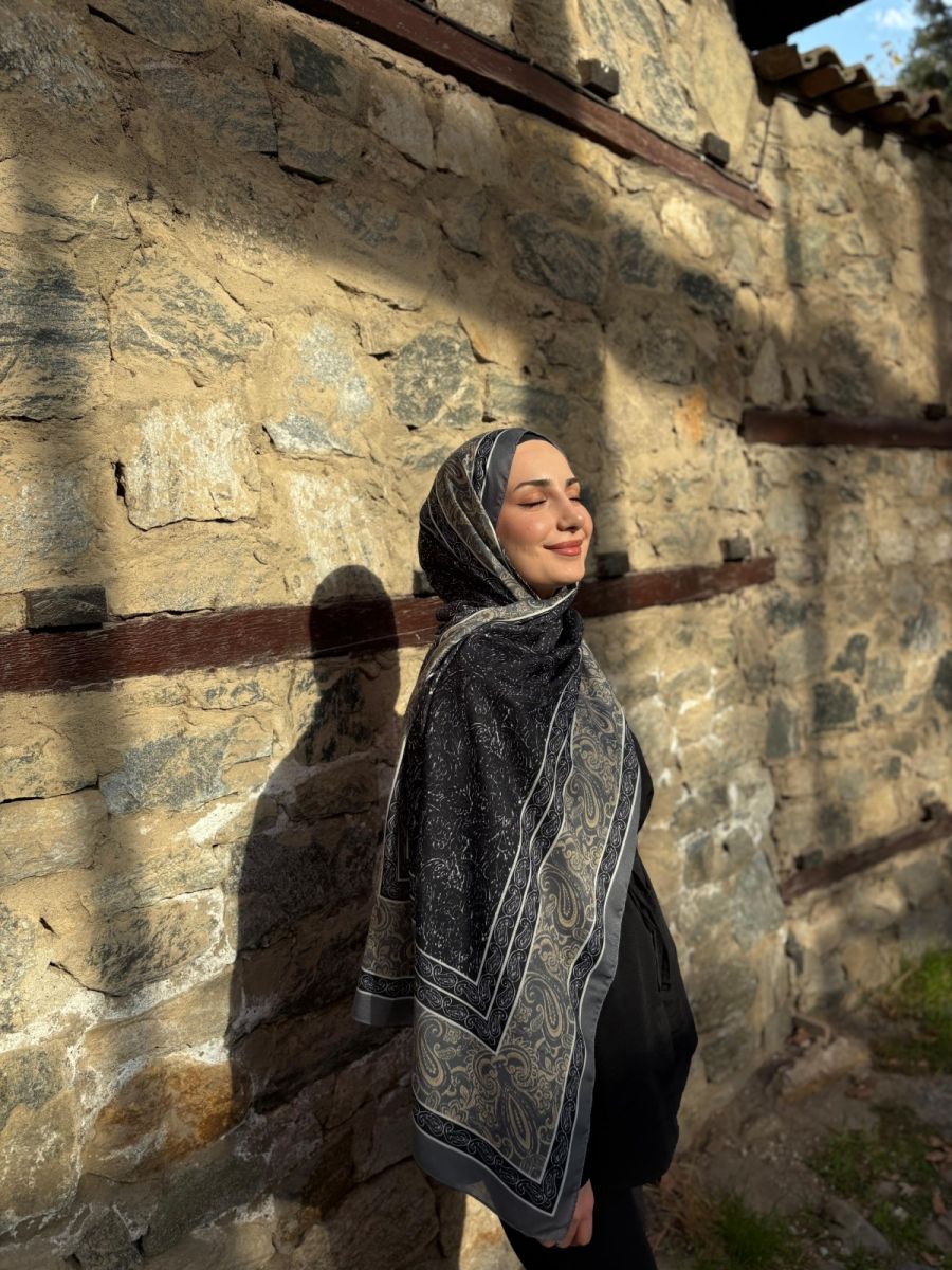 Marrakech Şal Siyah Gri