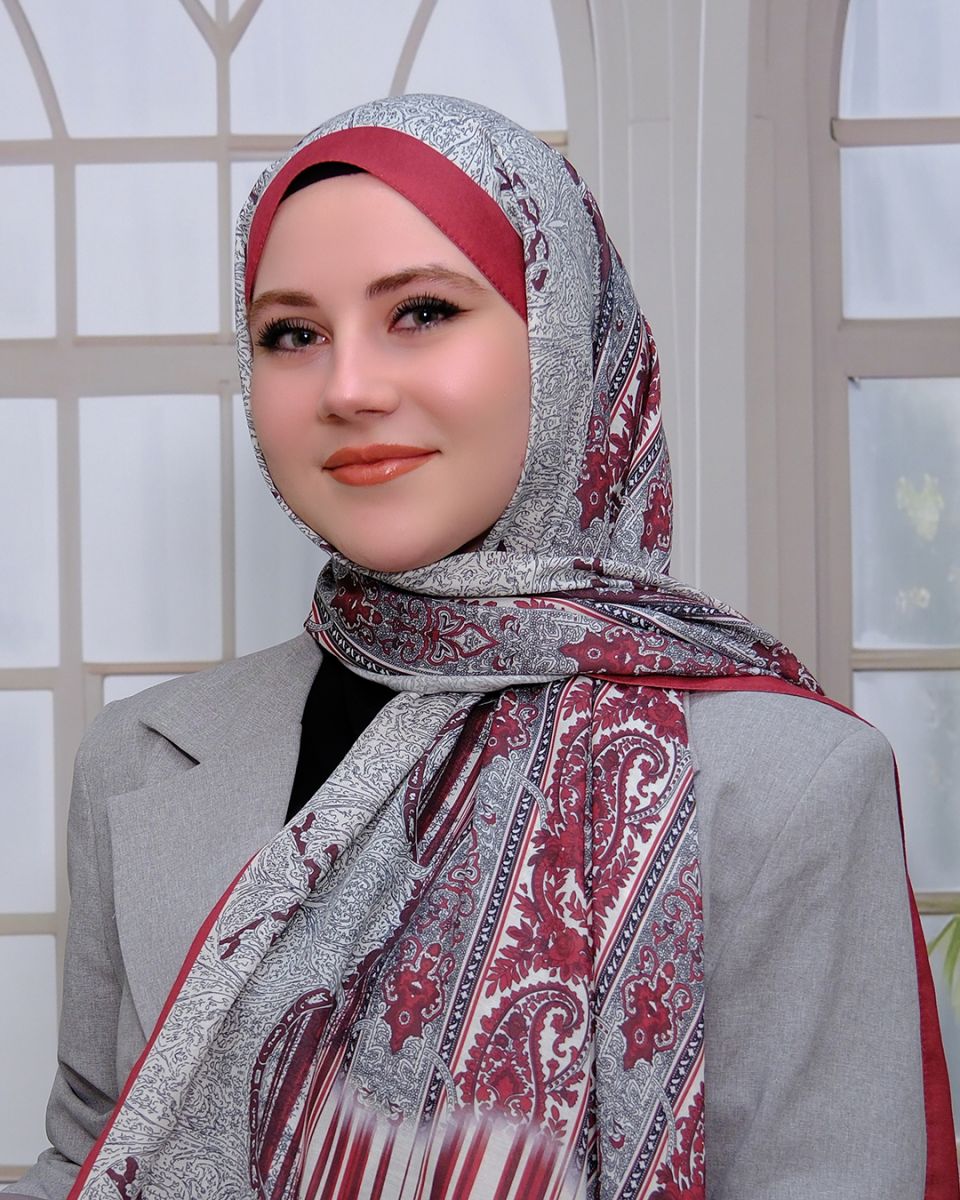 Nuit Desen Şal Bordo