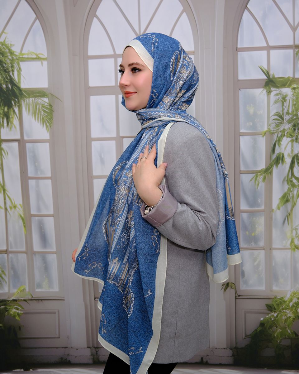 Nuit Desen Şal Deniz Mavisi