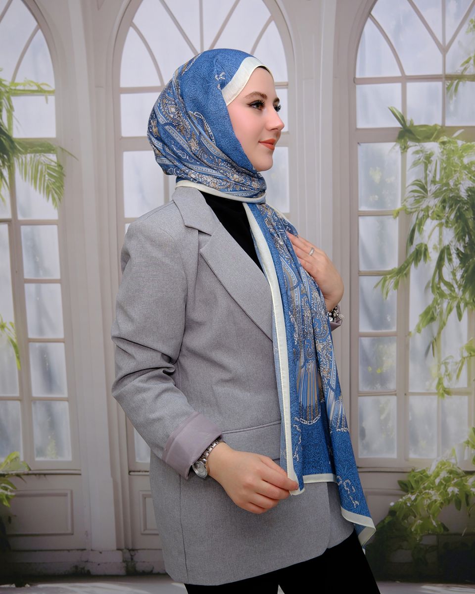 Nuit Desen Şal Deniz Mavisi