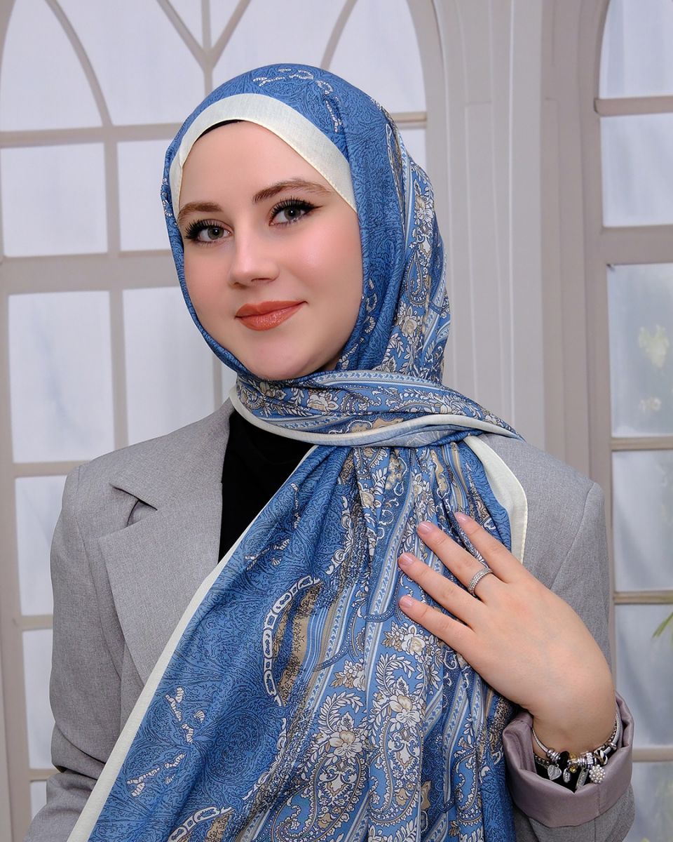 Nuit Desen Şal Deniz Mavisi