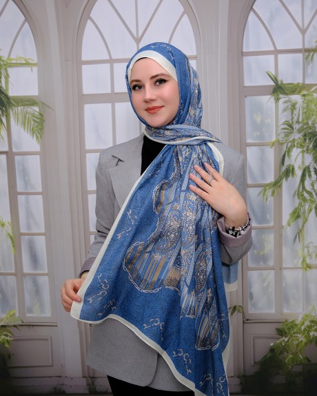  - Nuit Desen Şal Deniz Mavisi